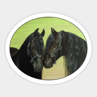 Black Friesian Horses Sticker